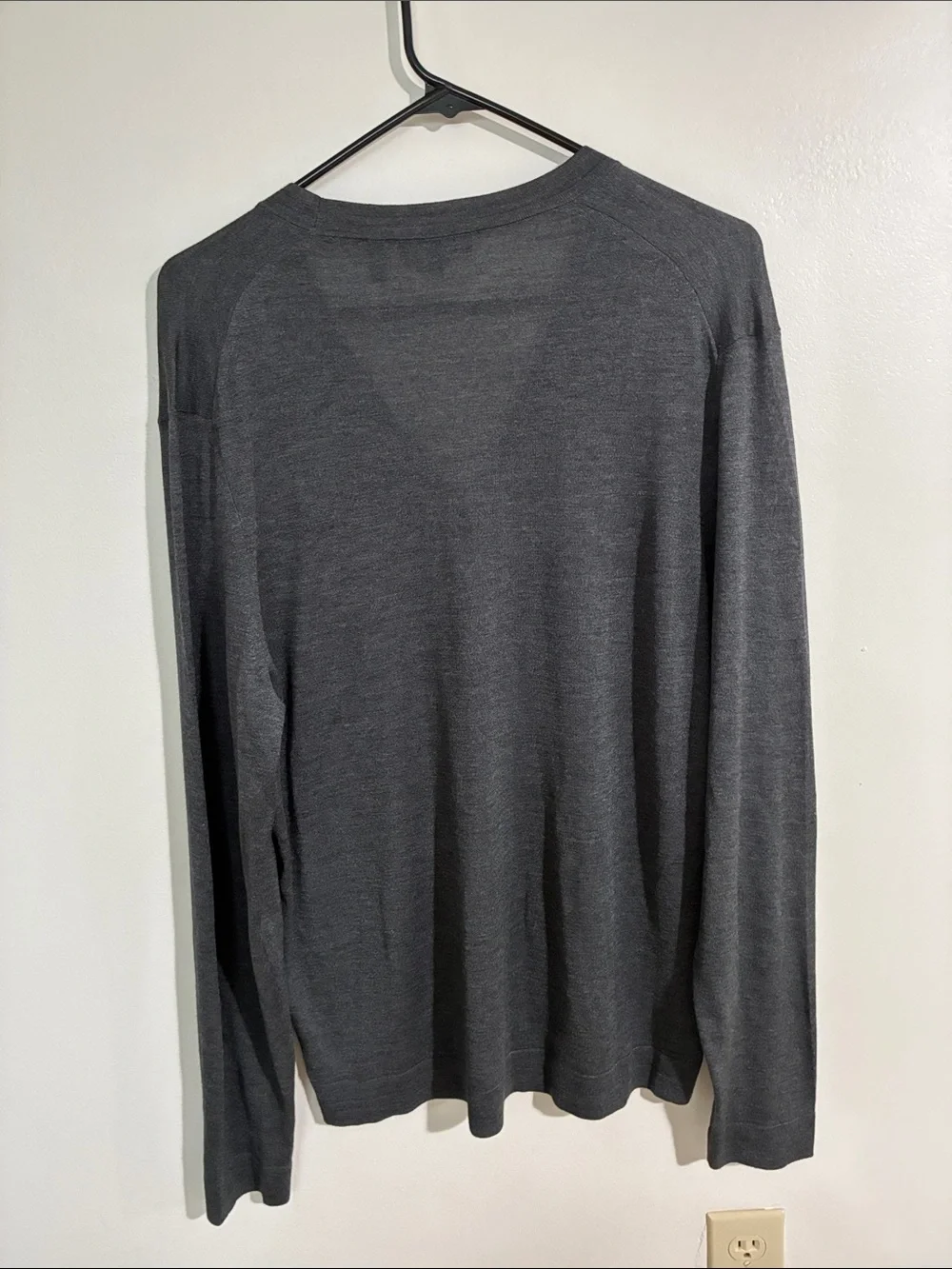 Theory Men’s Large Gray Lightweight V-Neck Button Front Cardigan
